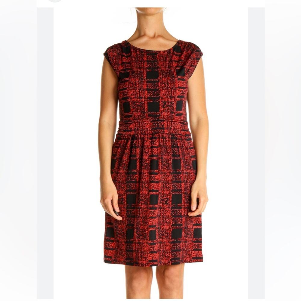 Banana Republic womans medium red blue windowpane short sleeve dress cute summer